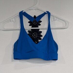 *3/$10* aerie Daisy Lace Back Sports Bra Blue Navy Blue Size Small